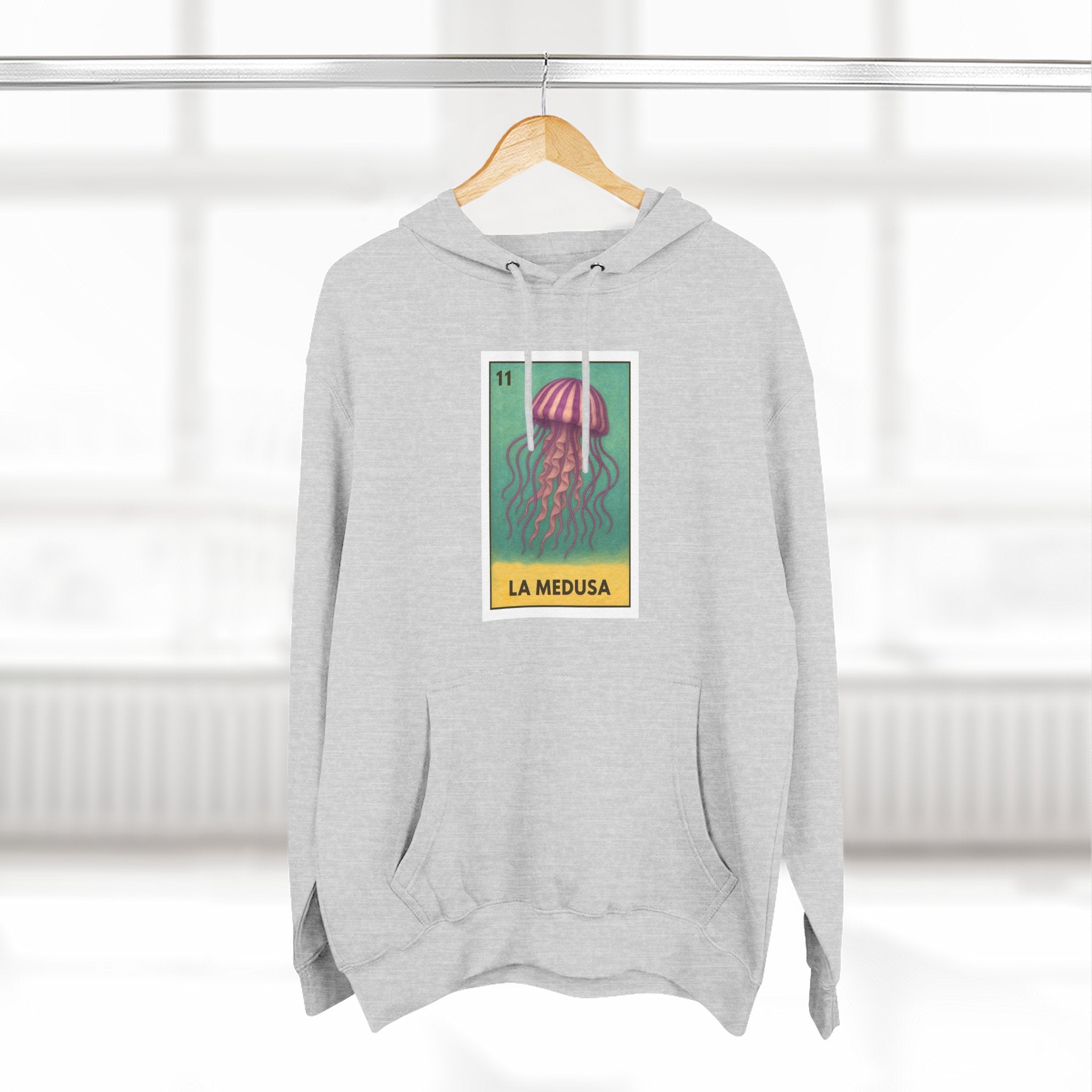 Sea Jelly Lotería Unisex - Pull-Over Cotton Blend Fleece Hoodie (La Medusa)