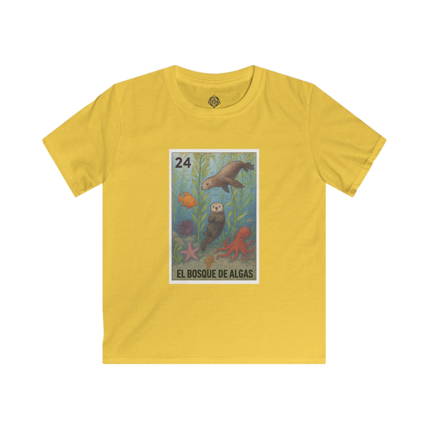 Kelp Forest Lotería Kids - Soft Style U.S. Cotton T-Shirt (El Bosque de Algas)