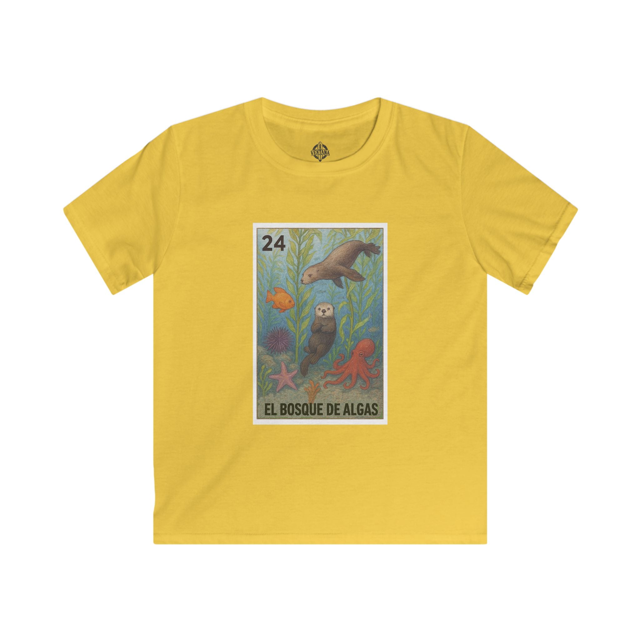 Kelp Forest Lotería Kids - Soft Style U.S. Cotton T-Shirt (El Bosque de Algas)