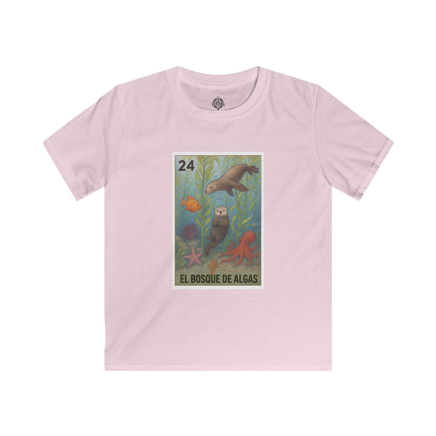 Kelp Forest Lotería Kids - Soft Style U.S. Cotton T-Shirt (El Bosque de Algas)