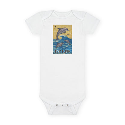 Dolphin Lotería - Baby Short Sleeve 100% Cotton Onesie (El Delfín)