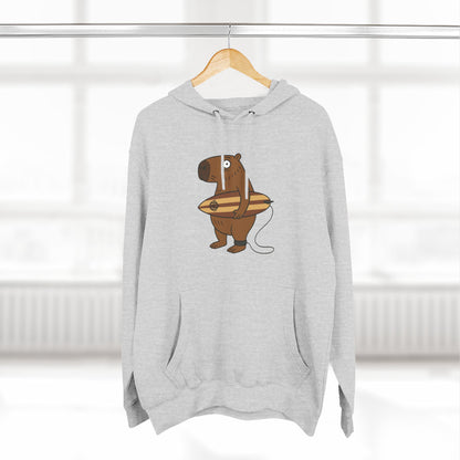 Capybara Surfer Unisex - Pull-Over Cotton Blend Fleece Hoodie