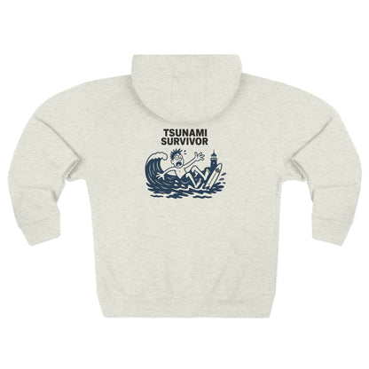 Tsunami Survivor Unisex - Zip Cotton Blend Fleece Hoodie