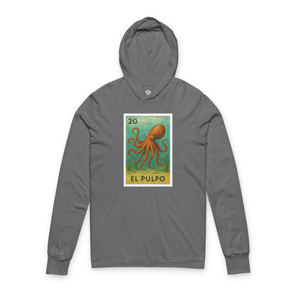Octopus Lotería Unisex - Cotton Hooded Long Sleeve Hooded T-Shirt (El Pulpo)