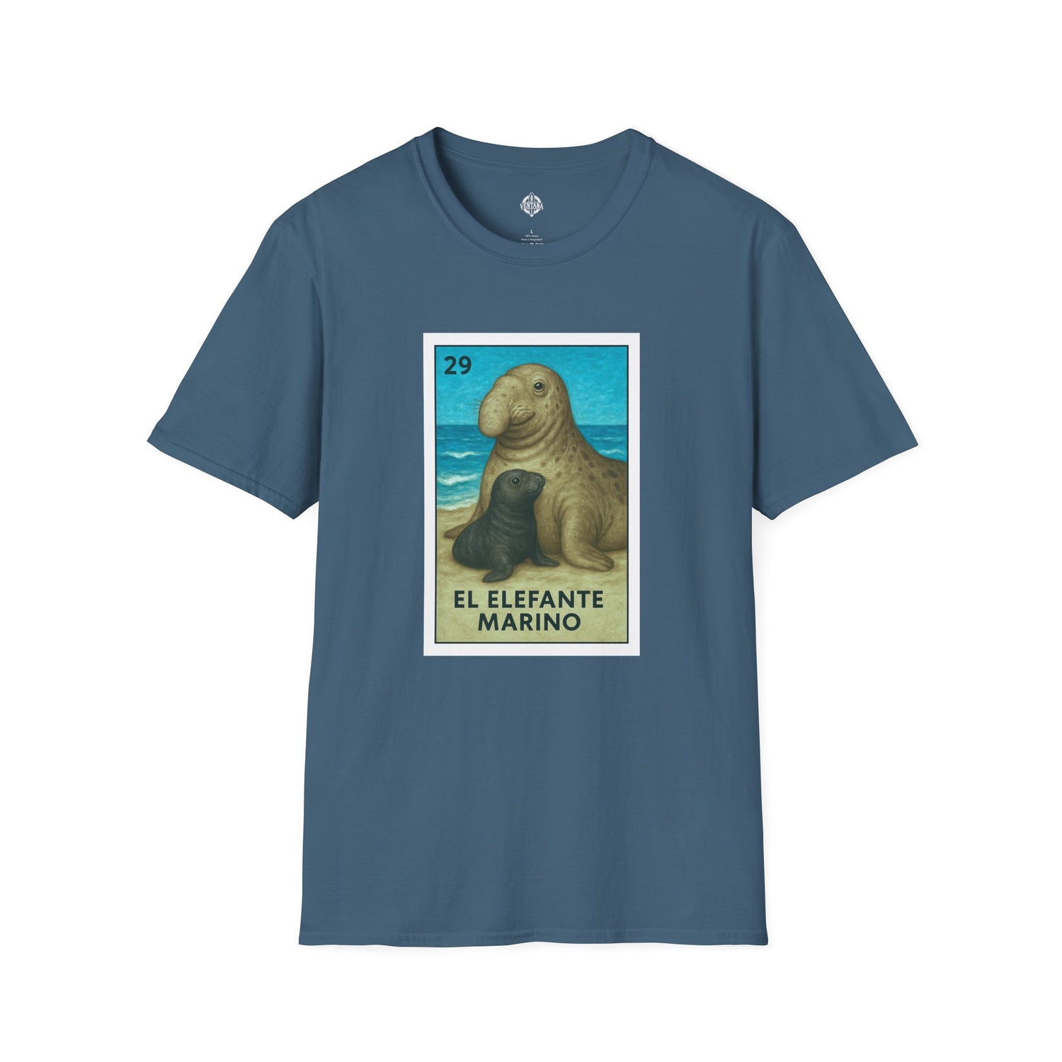 Elephant Seal Lotería Unisex - Soft Style U.S. Cotton T-Shirt (El Elefante Marino)