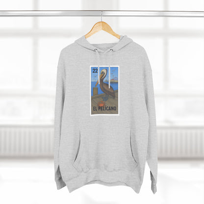 Pelican Lotería Unisex - Pull-Over Cotton Blend Fleece Hoodie (El Pelícano)