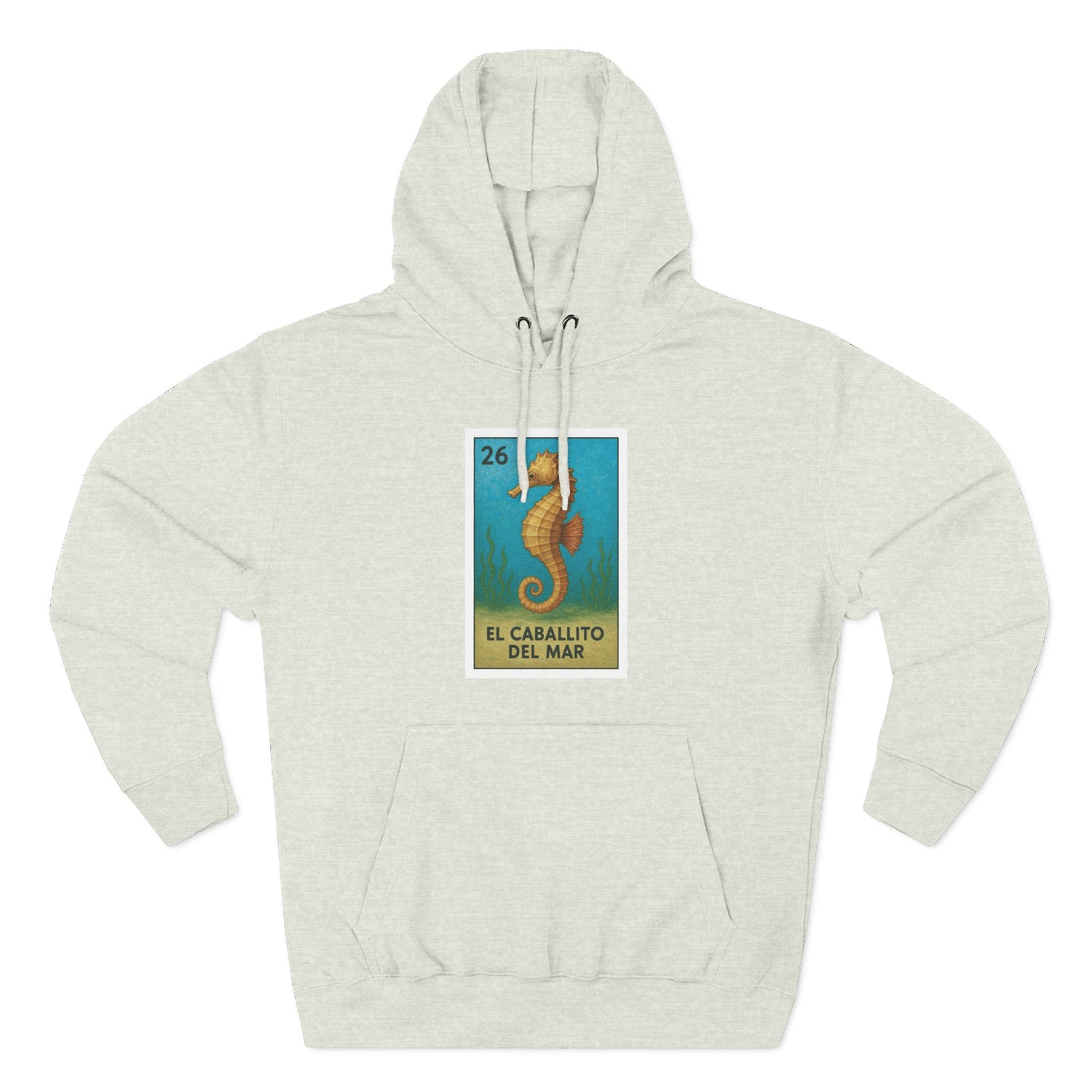 Seahorse Lotería Unisex - Pull-Over Cotton Blend Fleece Hoodie (El Caballito del Mar)