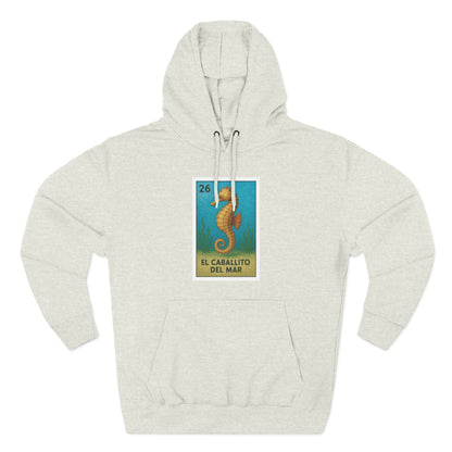 Seahorse Lotería Unisex - Pull-Over Cotton Blend Fleece Hoodie (El Caballito del Mar)