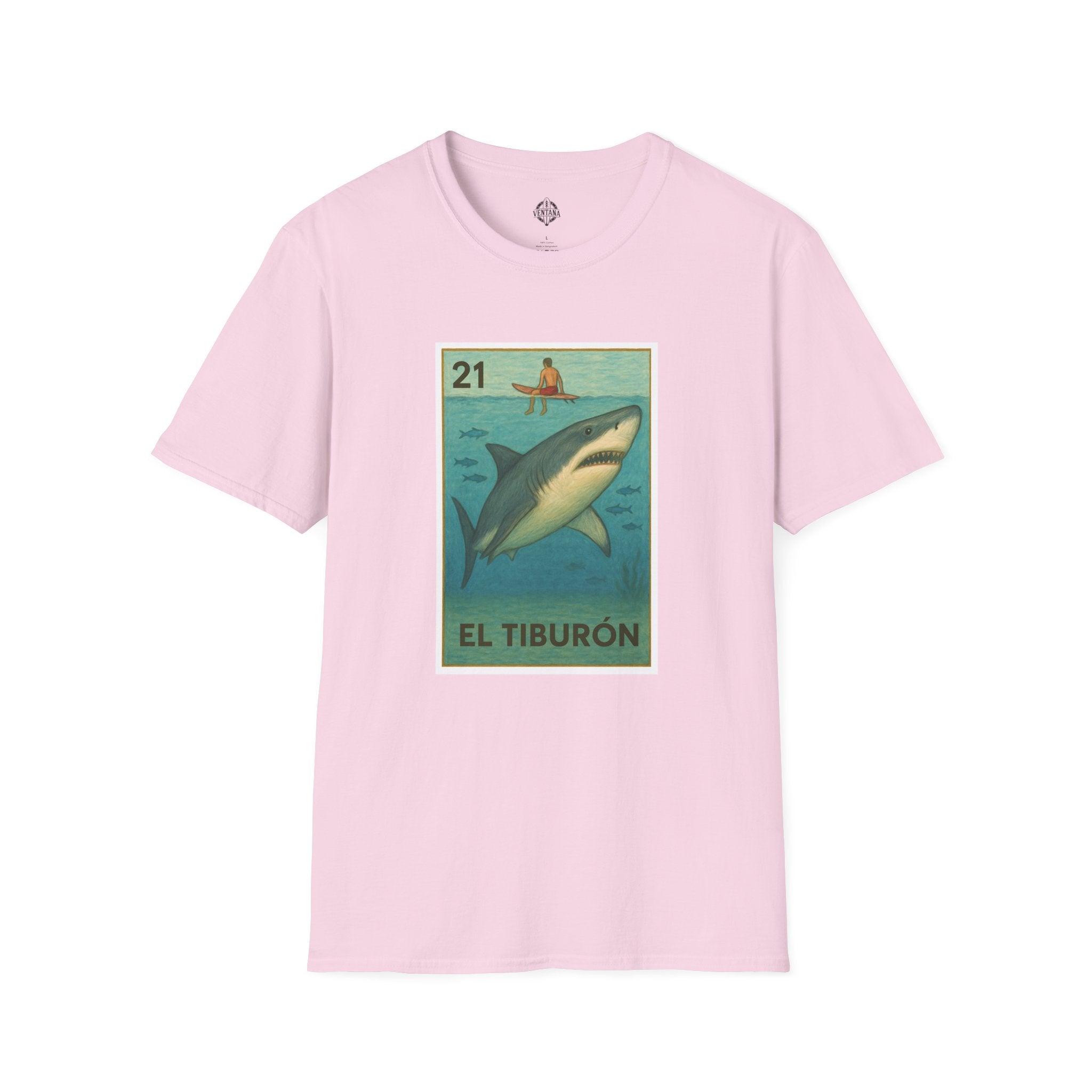 Shark Lotería Unisex - Soft Style U.S. Cotton T-Shirt (El Tiburón)