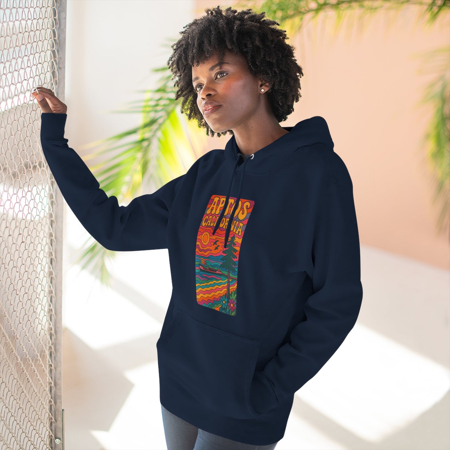 Aptos California Psychedelic Unisex - Pull-Over Cotton Blend Fleece Hoodie