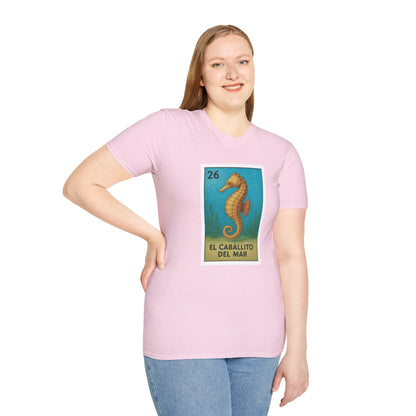 Seahorse Lotería Unisex - Soft Style U.S. Cotton T-Shirt (El Caballito del Mar)