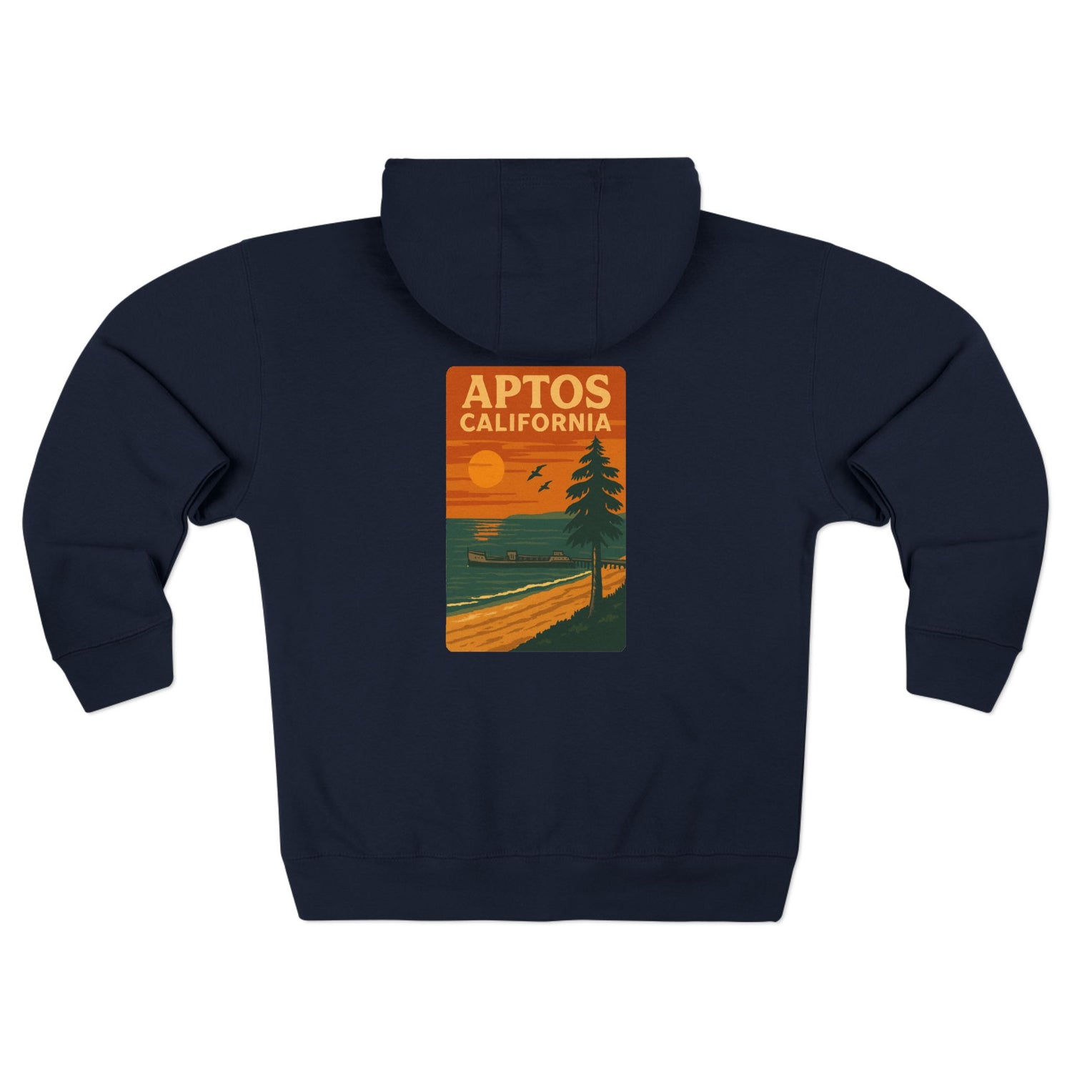 Aptos California Sunset Unisex - Zip Cotton Blend Fleece Hoodie