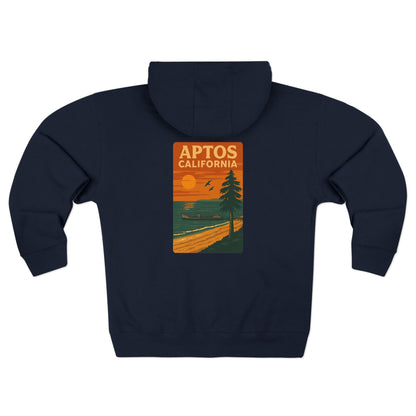 Aptos California Sunset Unisex - Zip Cotton Blend Fleece Hoodie