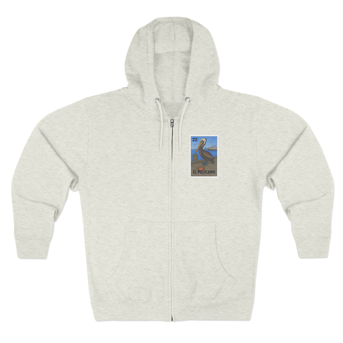 Pelican Lotería Unisex - Zip Cotton Blend Fleece Hoodie (El Pelícano)