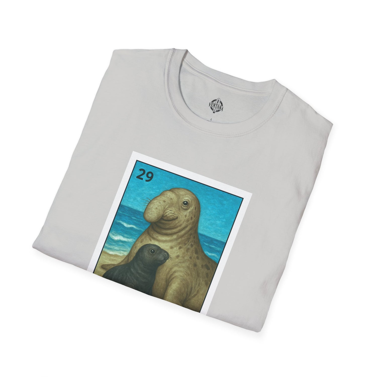 Elephant Seal Lotería Unisex - Soft Style U.S. Cotton T-Shirt (El Elefante Marino)