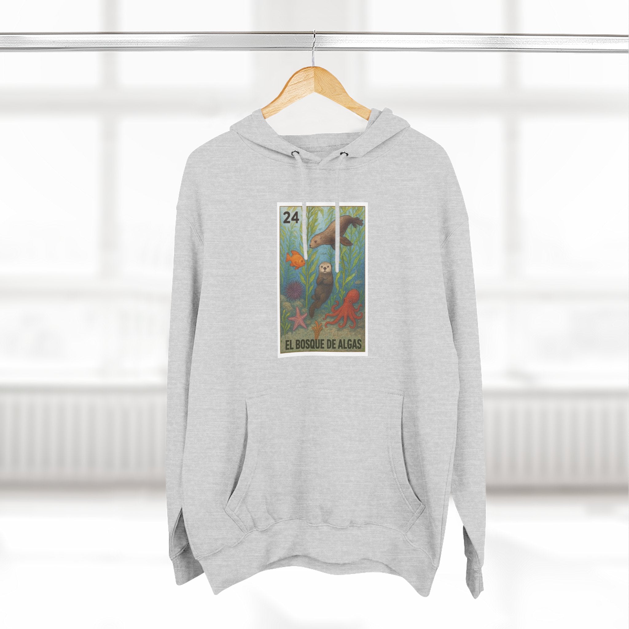 Kelp Forest Lotería Unisex - Pull-Over Cotton Blend Fleece Hoodie (El Bosque de Algas)