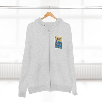 Dolphin Lotería Unisex - Zip Cotton Blend Fleece Hoodie (El Delfín)
