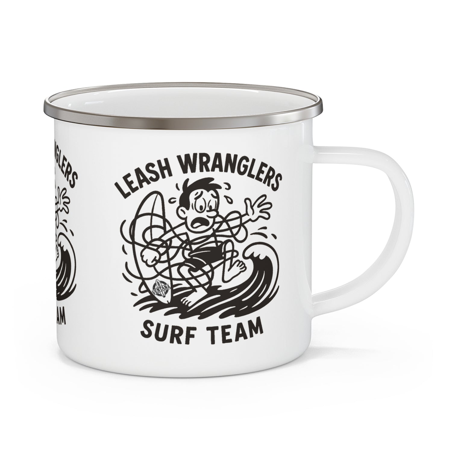 Leash Wranglers Surf Team Enamel Camping Mug (12oz - small)