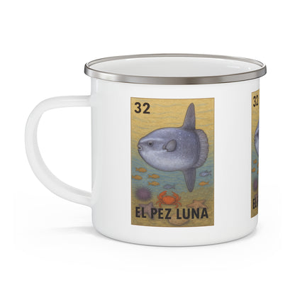 Sunfish Lotería Enamel Camping Mug (El Pez Luna) (12oz - small)