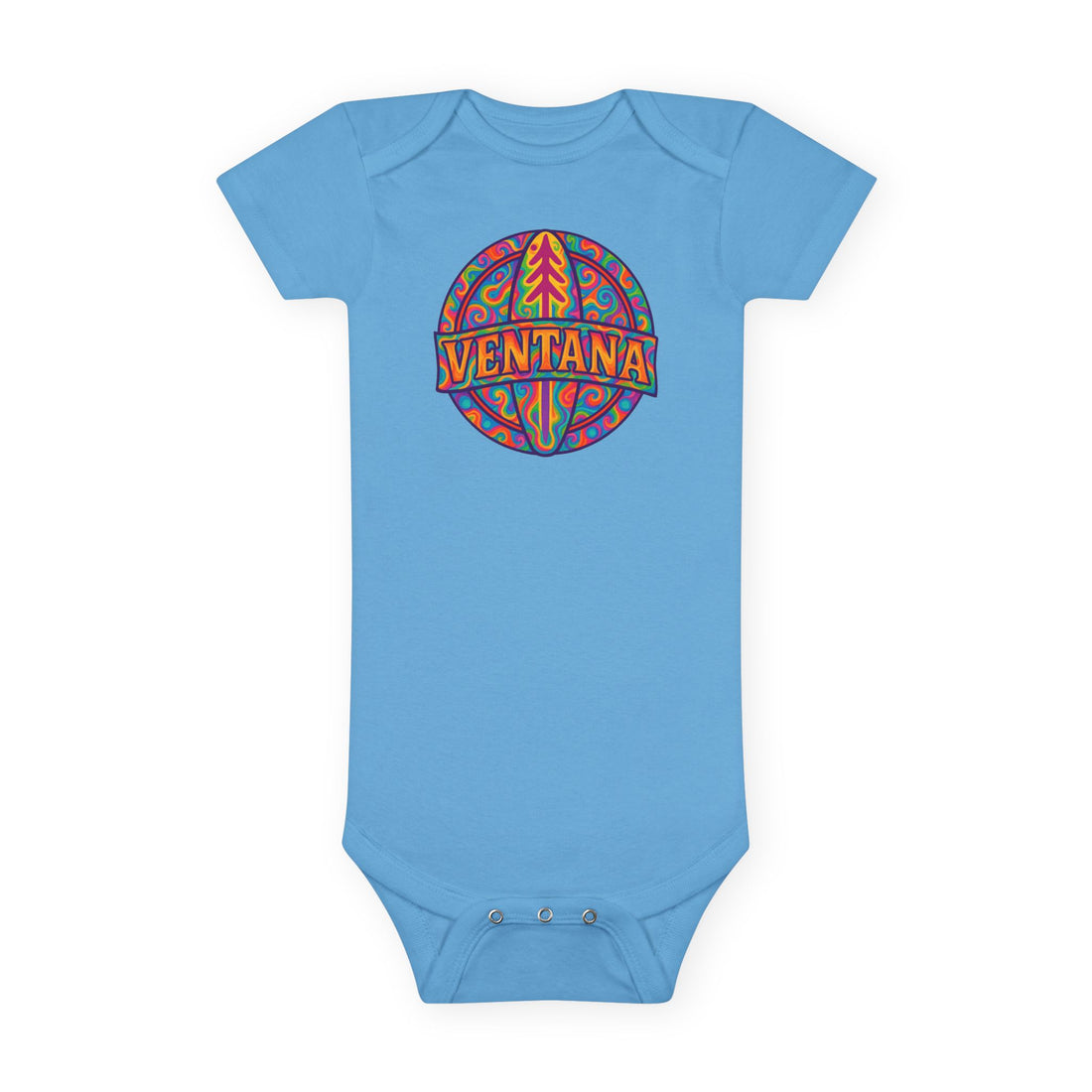 Ventana Psychedelic Treefish Logo - Baby Short Sleeve 100% Cotton Onesie