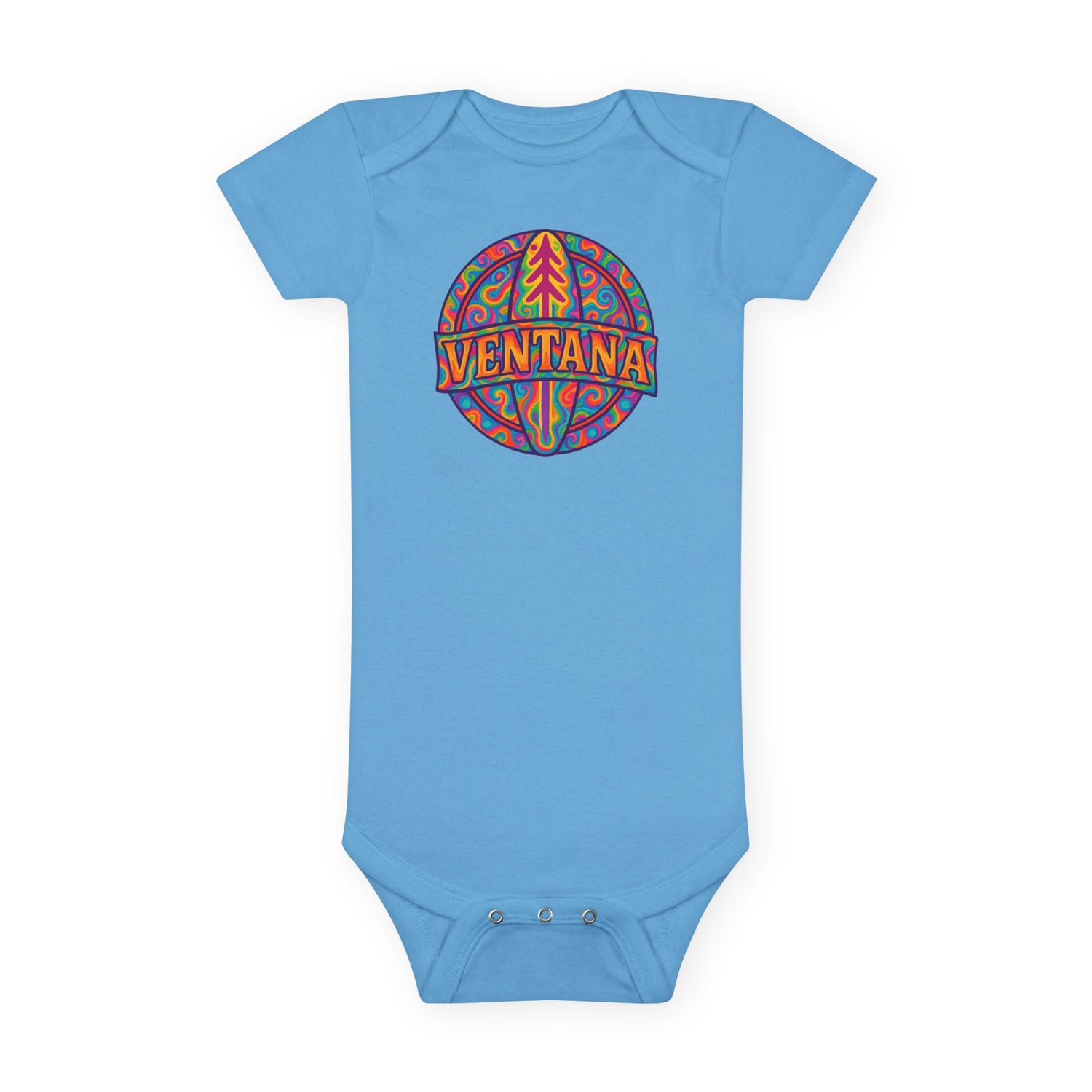 Ventana Psychedelic Treefish Logo - Baby Short Sleeve 100% Cotton Onesie