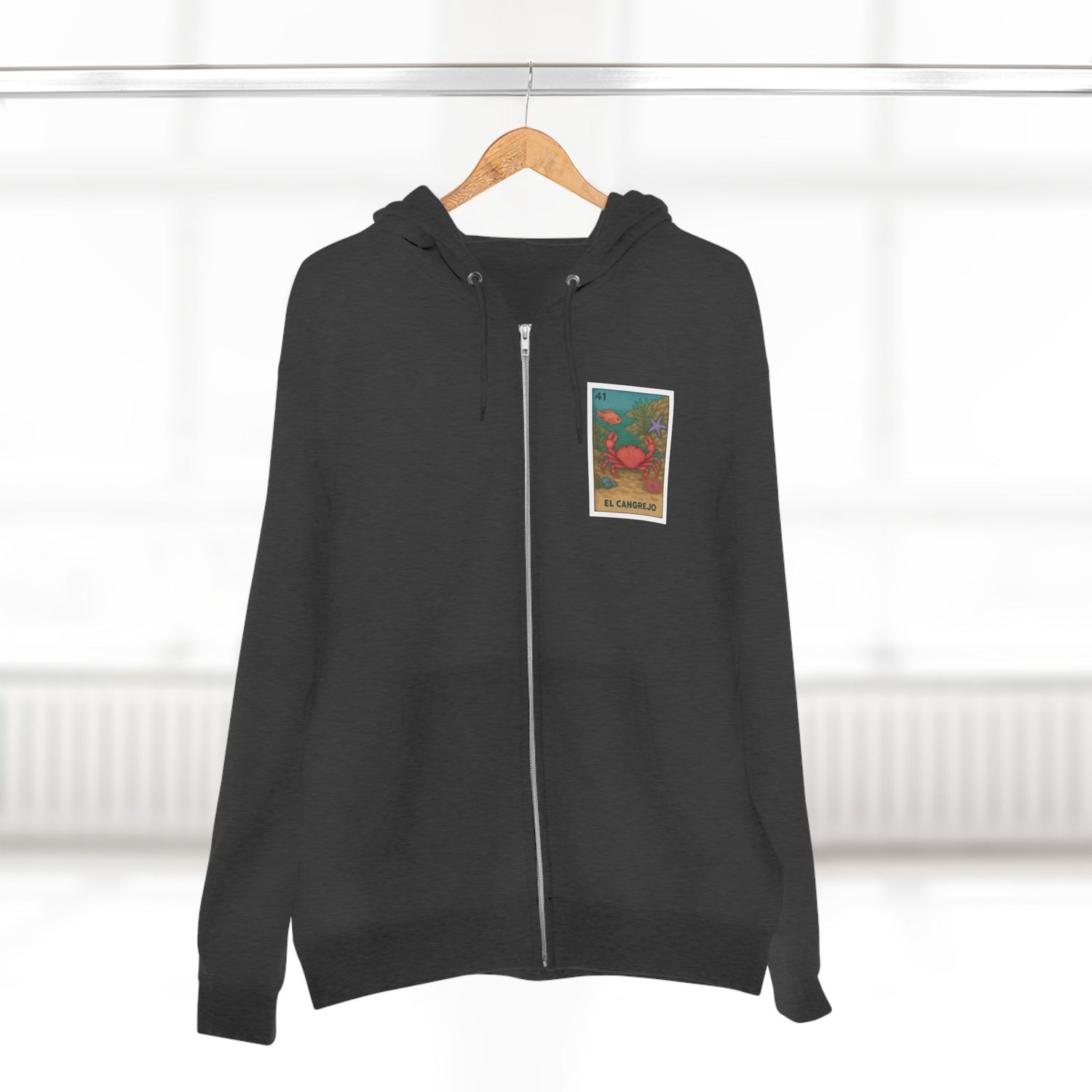 Crab Lotería Unisex - Zip Cotton Blend Fleece Hoodie (El Cangrejo)
