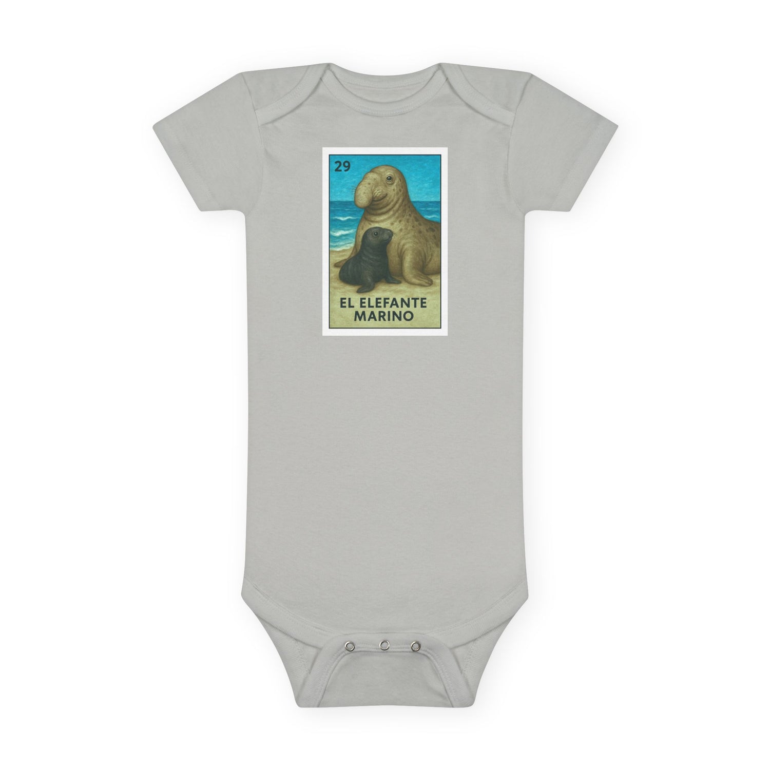 Elephant Seal Lotería - Baby Short Sleeve 100% Cotton Onesie (El Elefante Marino)