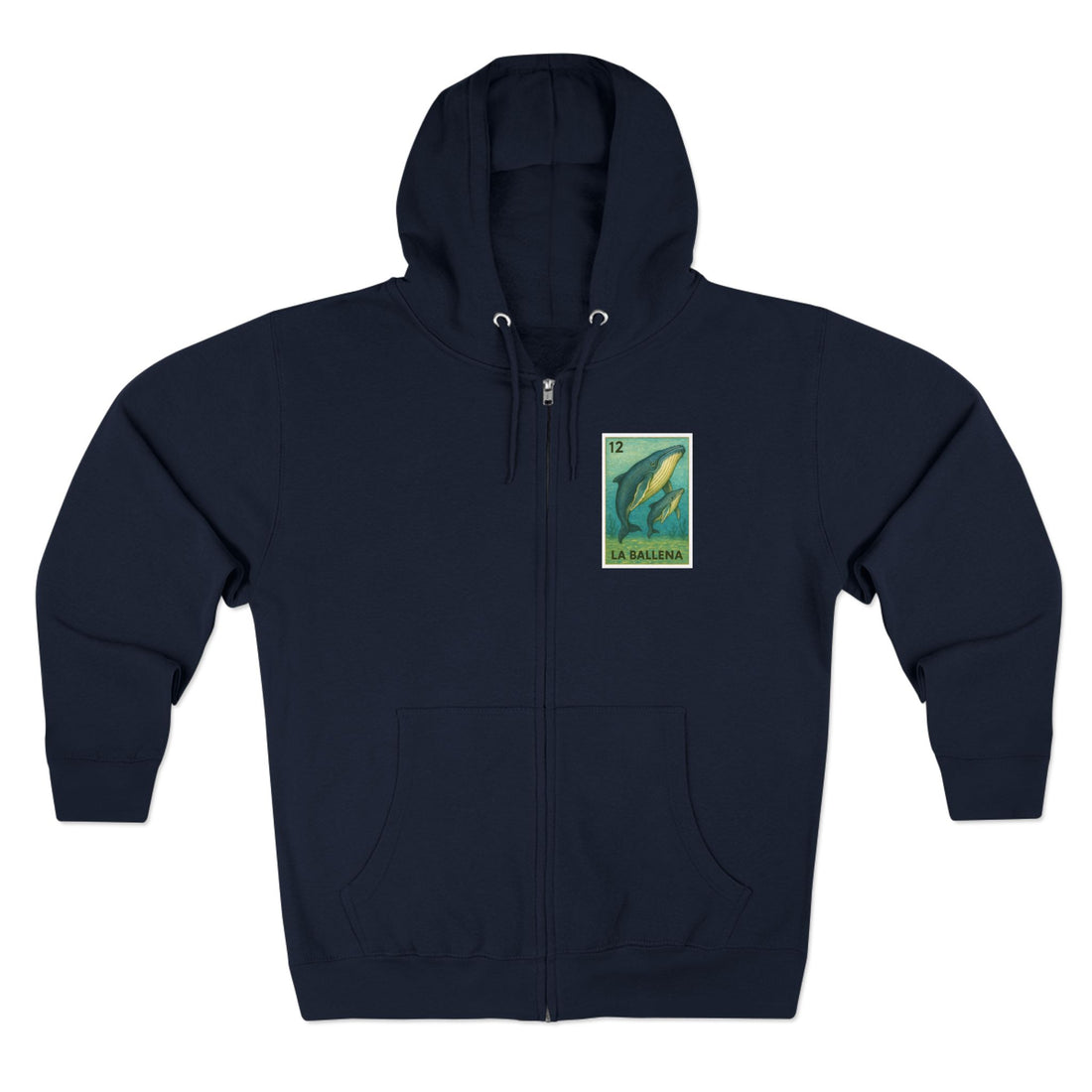 Whale Lotería Unisex - Zip Cotton Blend Fleece Hoodie (La Ballena)