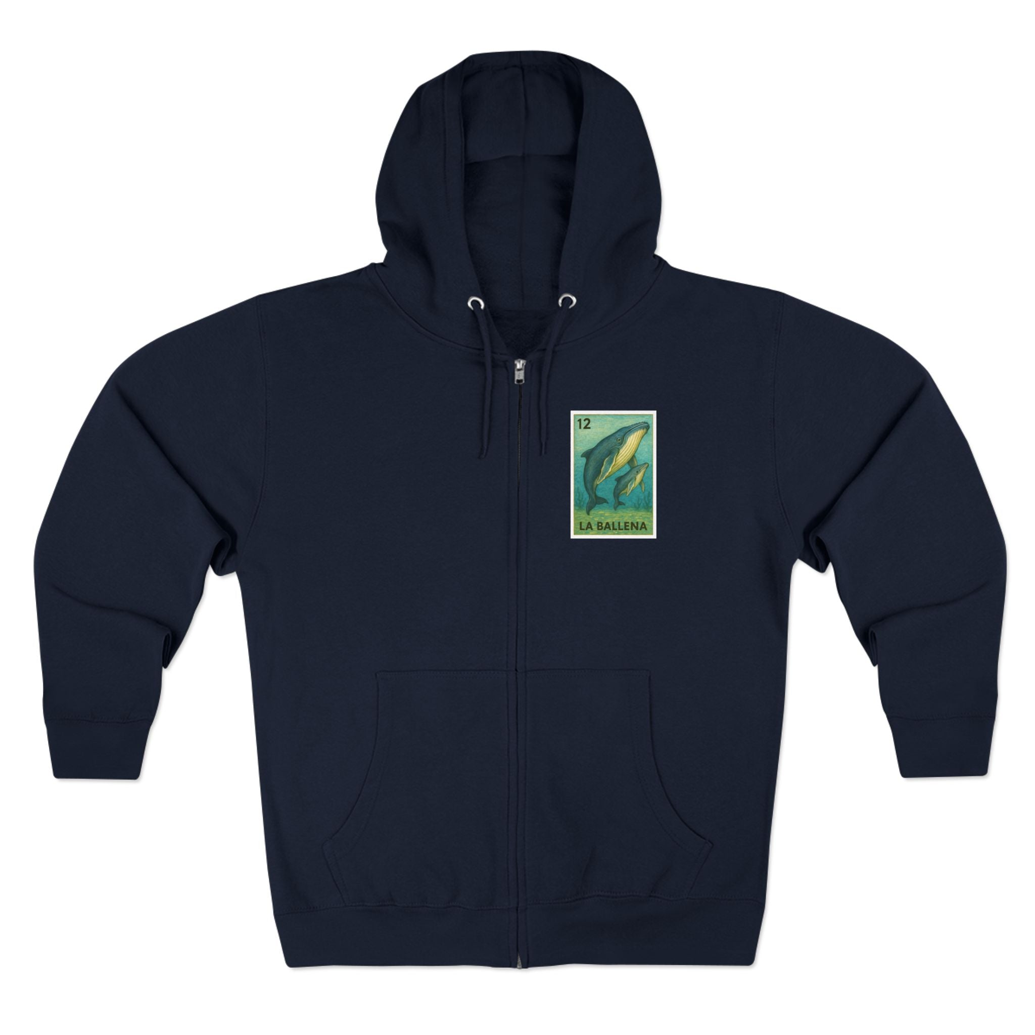 Whale Lotería Unisex - Zip Cotton Blend Fleece Hoodie (La Ballena)