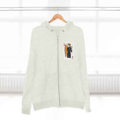 Queen of Hearts Surfer Unisex - Zip Cotton Blend Fleece Hoodie