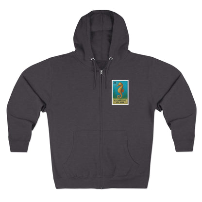 Seahorse Lotería Unisex - Zip Cotton Blend Fleece Hoodie (El Caballito del Mar)