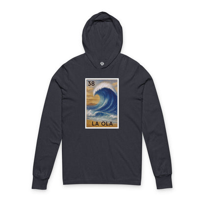 Wave Lotería Unisex - Cotton Hooded Long Sleeve Hooded T-Shirt (La Ola)