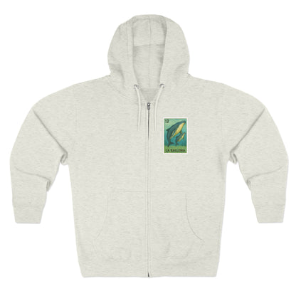 Whale Lotería Unisex - Zip Cotton Blend Fleece Hoodie (La Ballena)