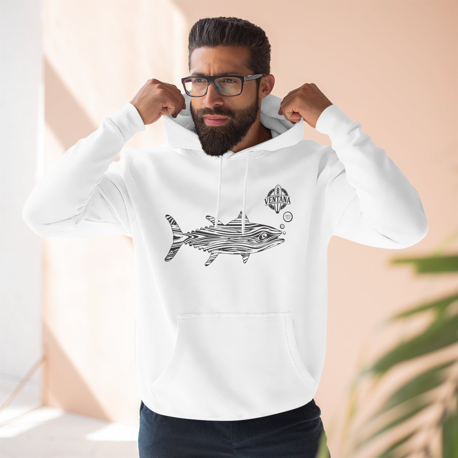 Ventana Wooden Tuna Unisex - Pull-Over Cotton Blend Fleece Hoodie