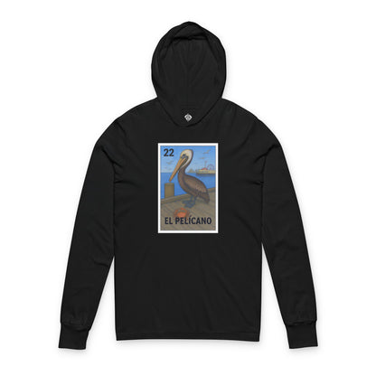 Pelican Lotería Unisex - Cotton Hooded Long Sleeve Hooded T-Shirt (El Pelícano)