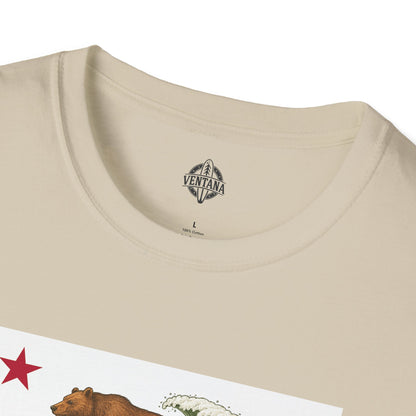 California Surfing Bear Flag Unisex - Soft Style U.S. Cotton T-Shirt