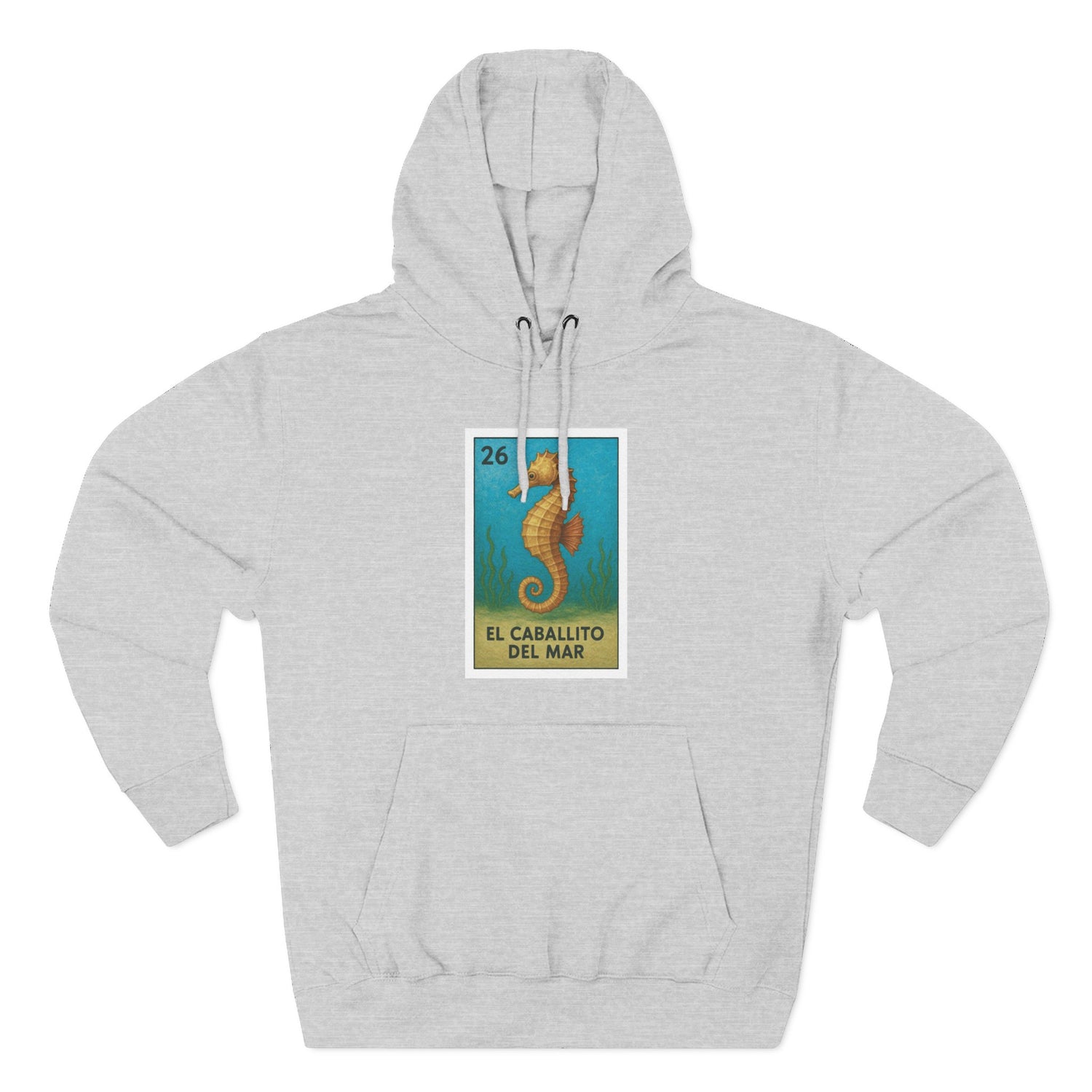 Seahorse Lotería Unisex - Pull-Over Cotton Blend Fleece Hoodie (El Caballito del Mar)