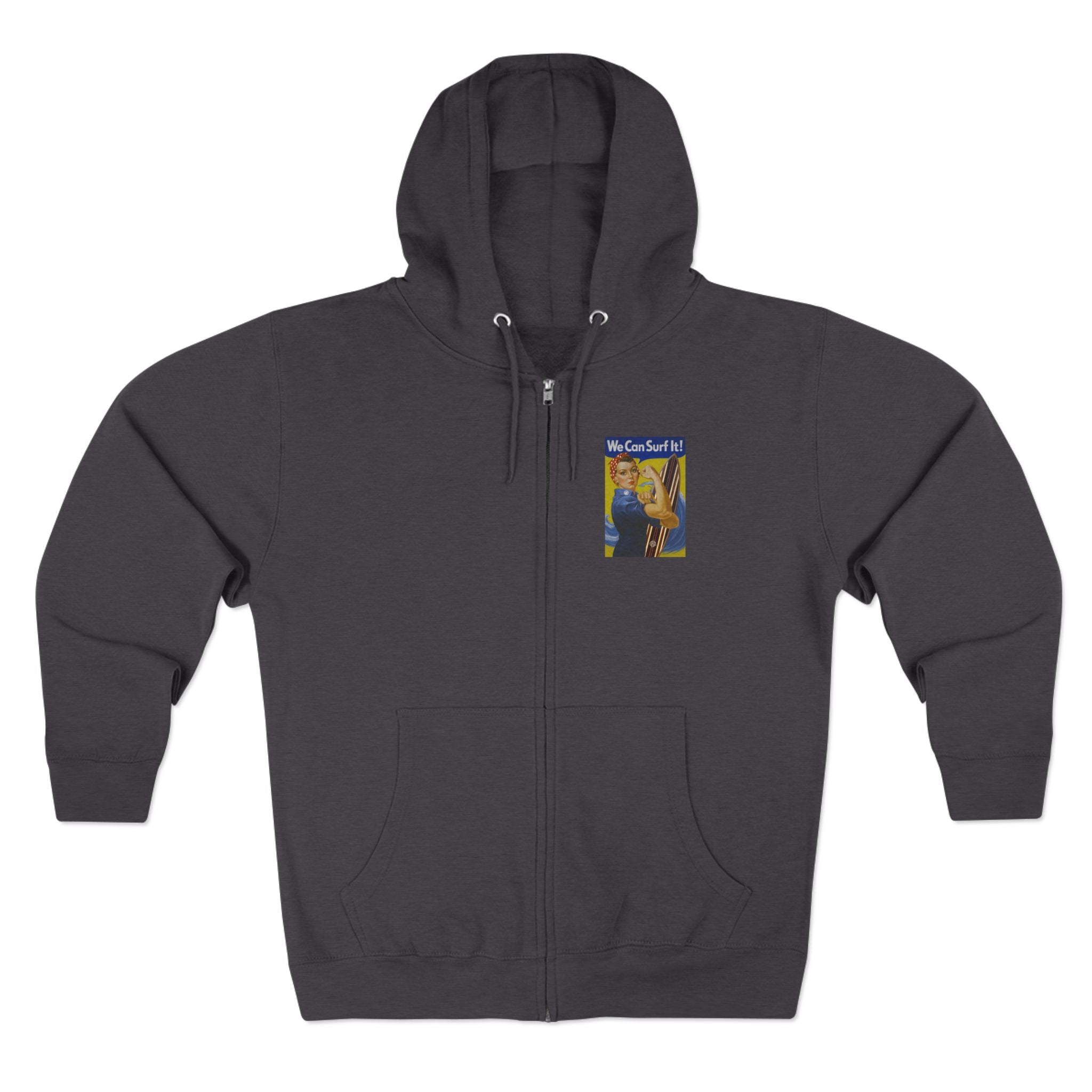 Rosie the Surfer Unisex - Zip Cotton Blend Fleece Hoodie