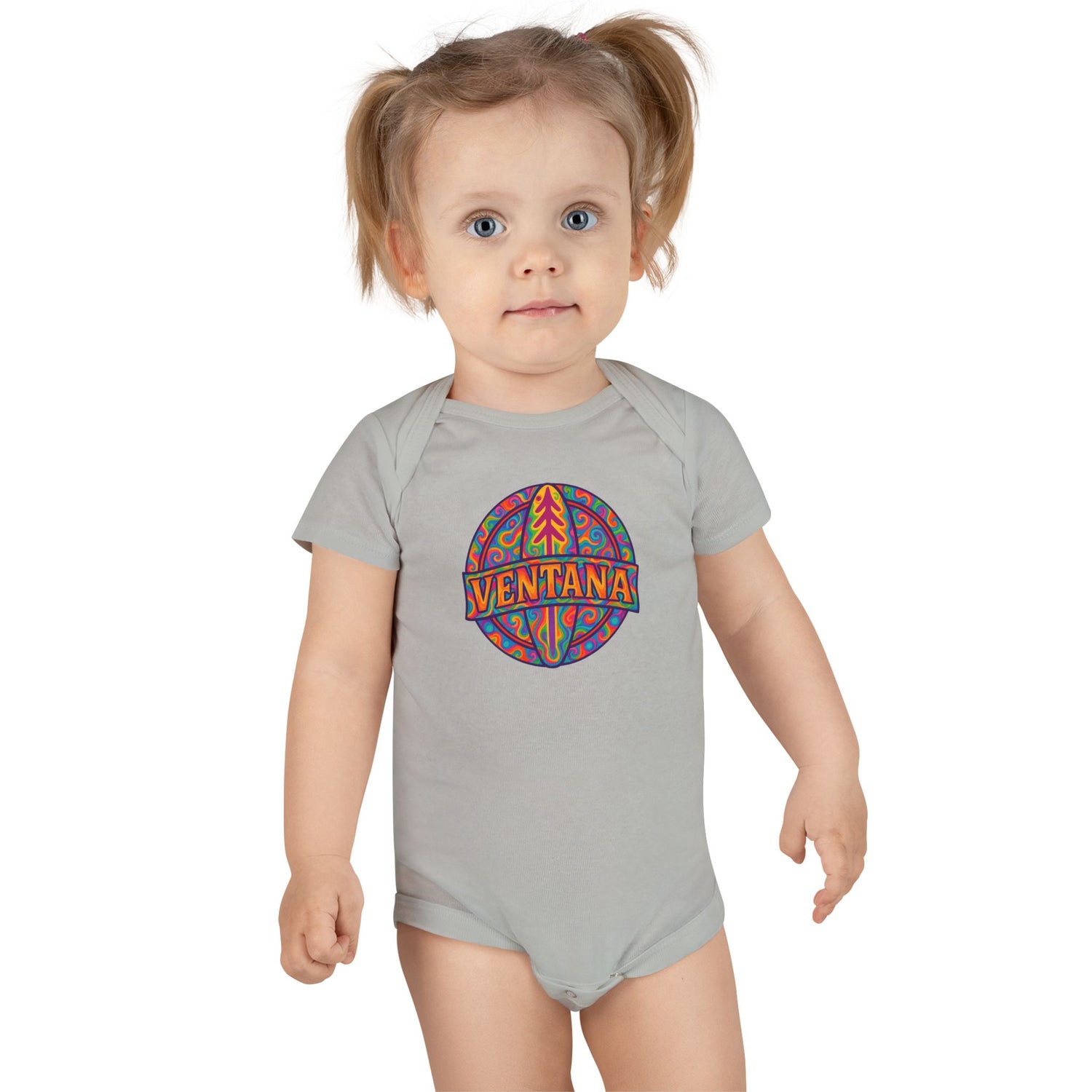 Ventana Psychedelic Treefish Logo - Baby Short Sleeve 100% Cotton Onesie