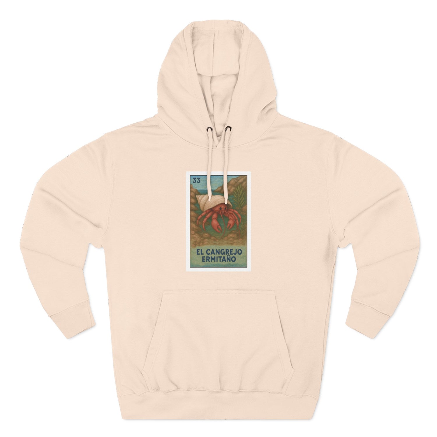 Hermit Crab Lotería Unisex - Pull-Over Cotton Blend Fleece Hoodie (El Cangrejo Ermitaño)