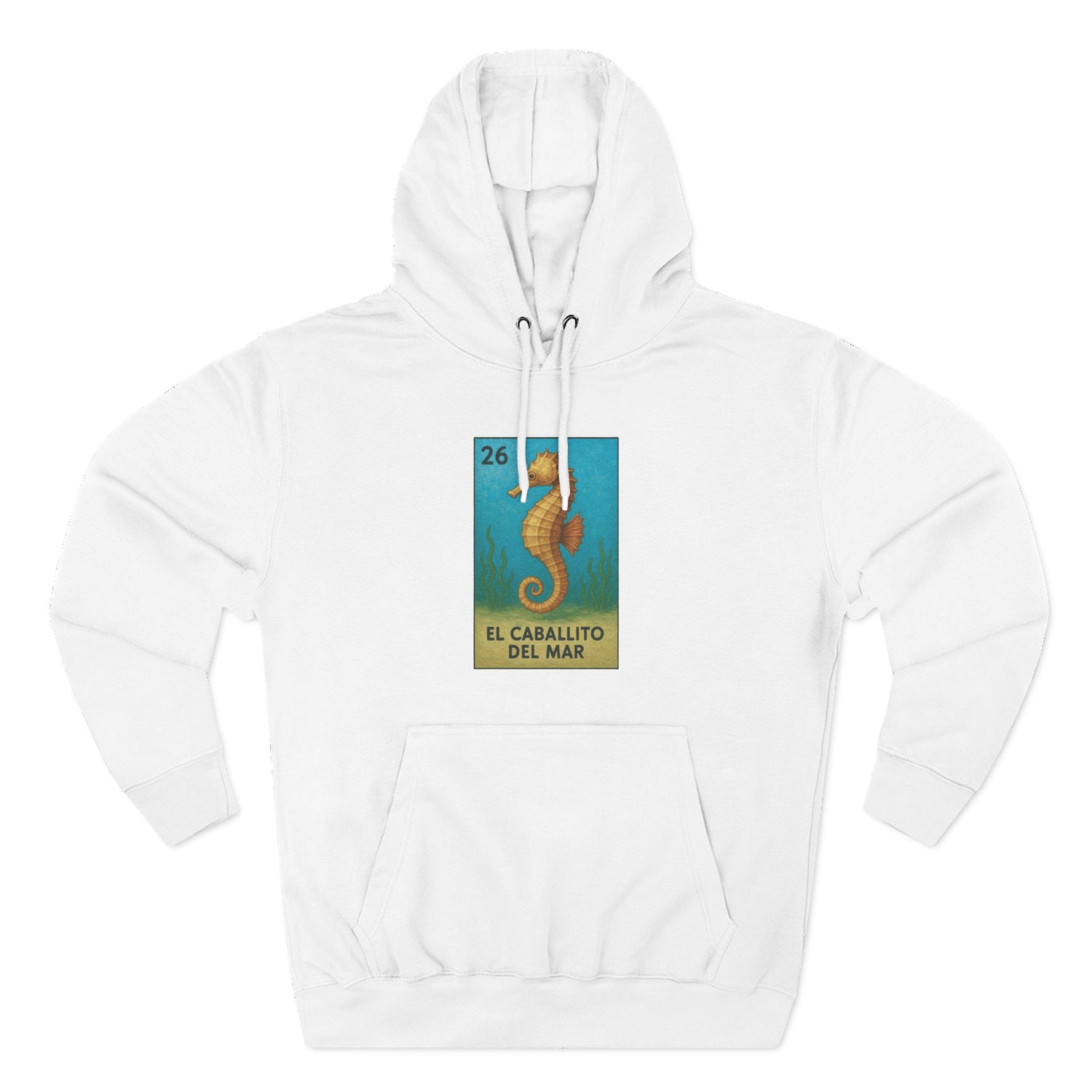 Seahorse Lotería Unisex - Pull-Over Cotton Blend Fleece Hoodie (El Caballito del Mar)