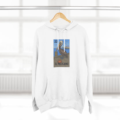 Pelican Lotería Unisex - Pull-Over Cotton Blend Fleece Hoodie (El Pelícano)