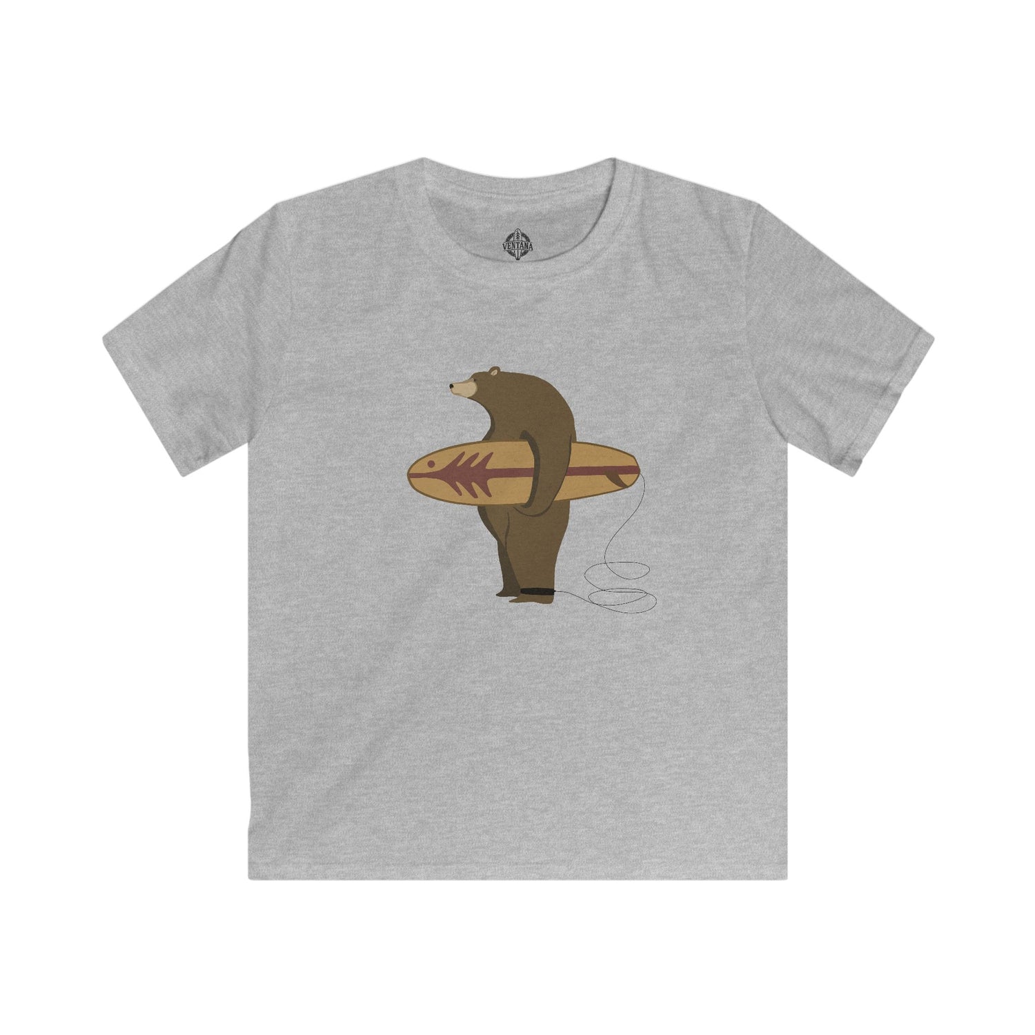 Surfing Grizzly Bear by Fabian Lavater Kids - Soft Style U.S. Cotton T-Shirt