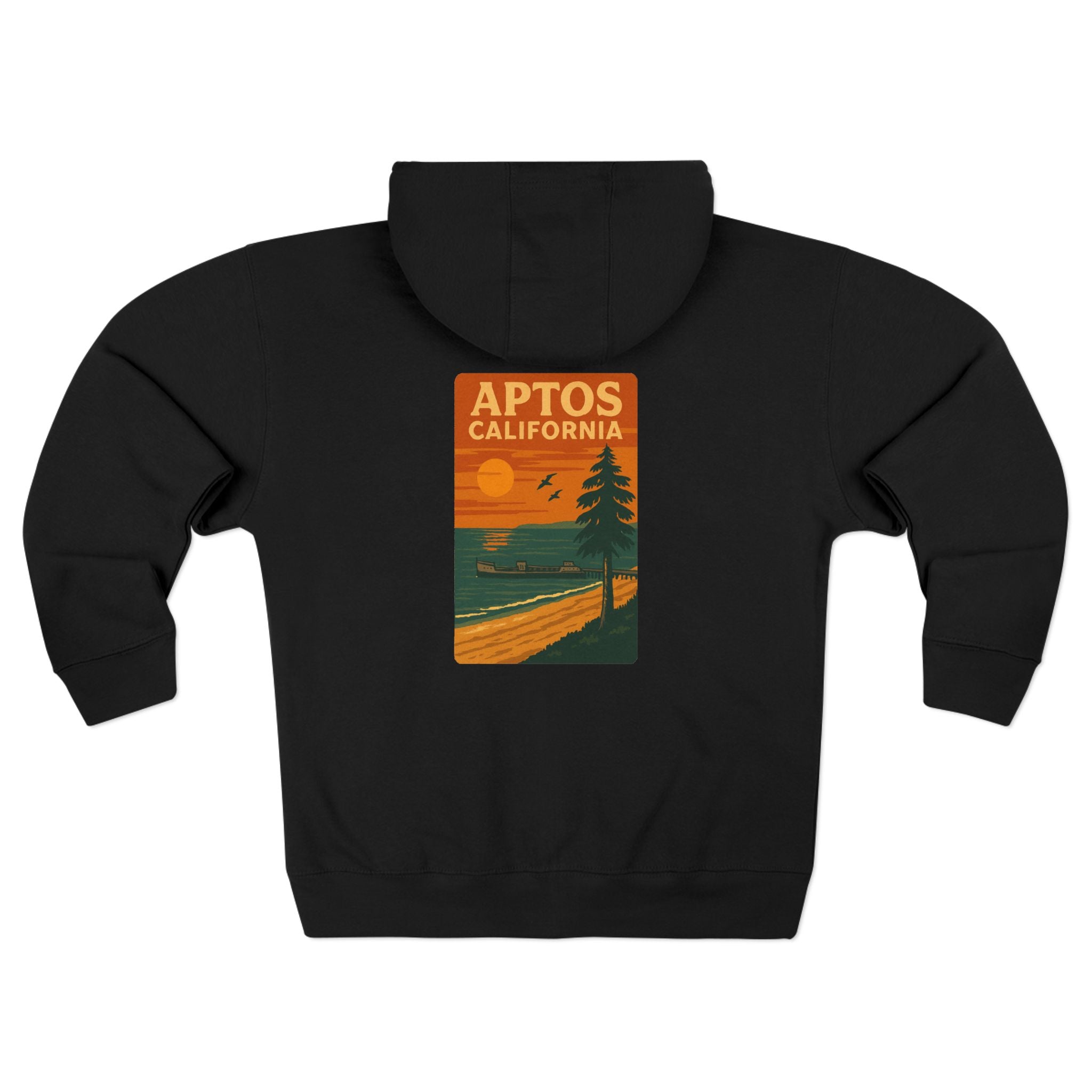 Aptos California Sunset Unisex - Zip Cotton Blend Fleece Hoodie