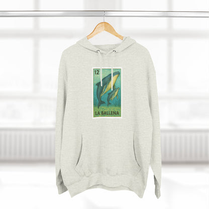 Whale Lotería Unisex - Pull-Over Cotton Blend Fleece Hoodie (La Ballena)