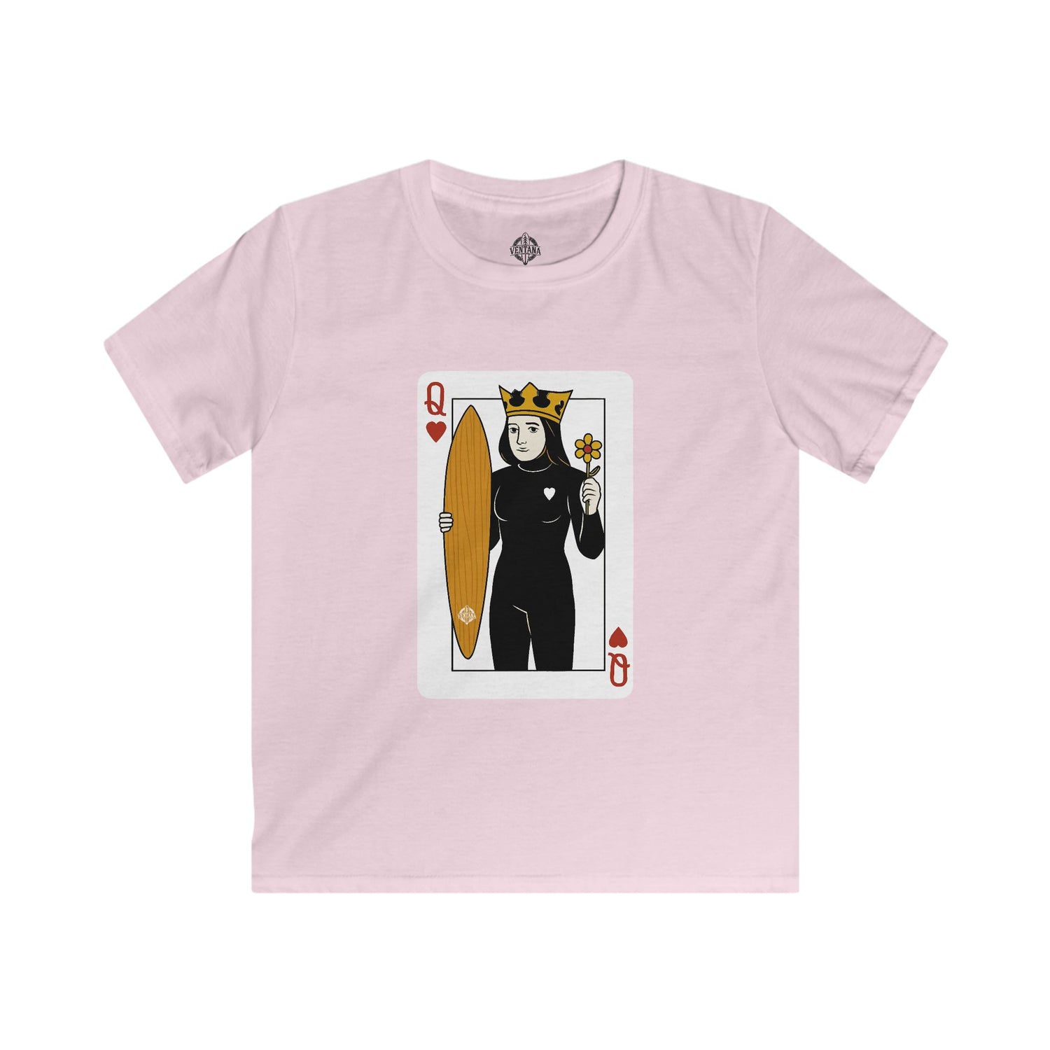 Queen of Hearts Surfer Kids - Soft Style U.S. Cotton T-Shirt