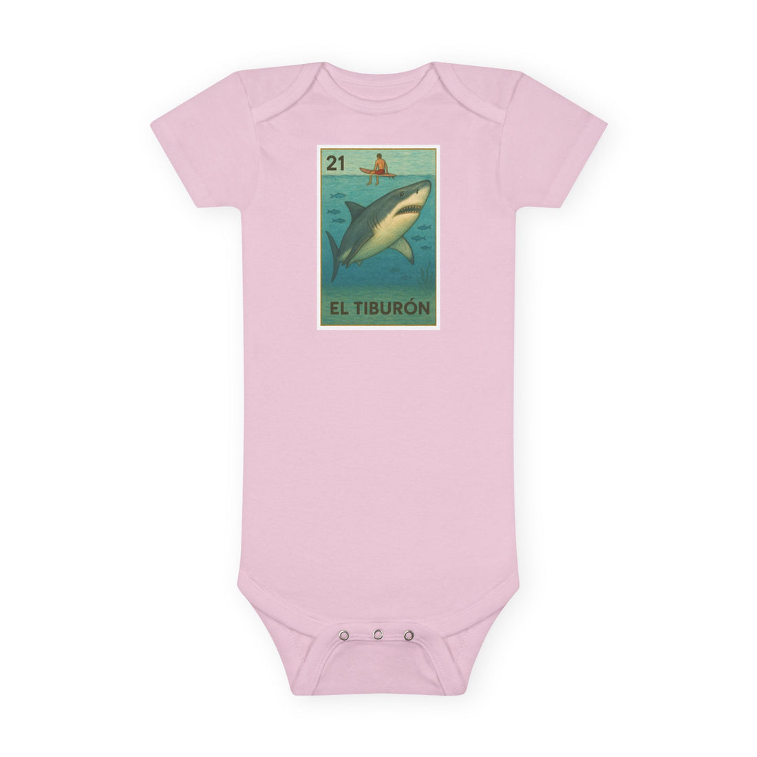 Shark Lotería - Baby Short Sleeve 100% Cotton Onesie (El Tiburón)