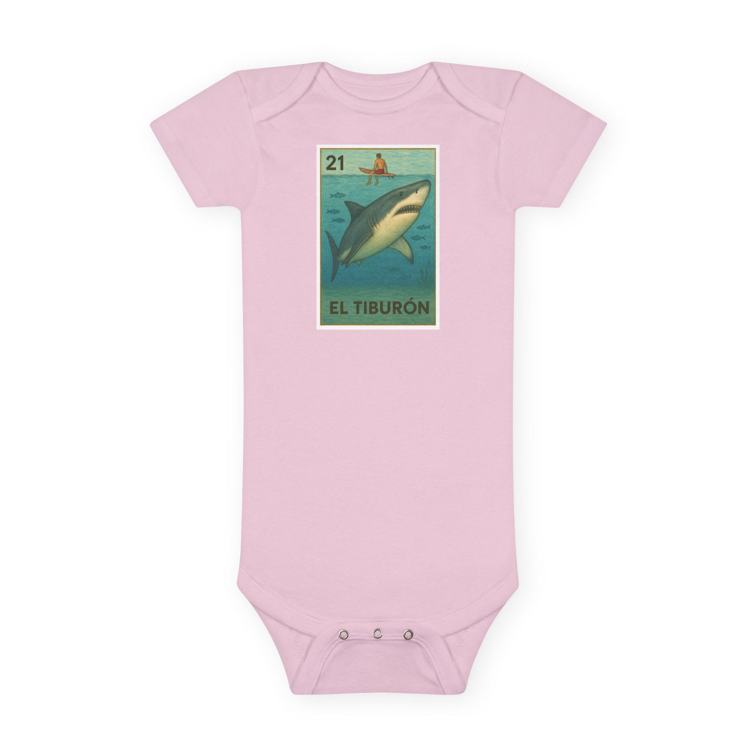 Shark Lotería - Baby Short Sleeve 100% Cotton Onesie (El Tiburón)