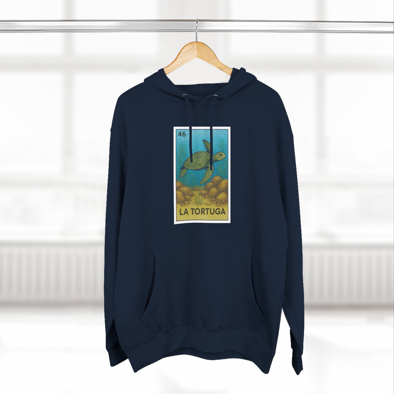 Turtle Lotería Unisex - Pull-Over Cotton Blend Fleece Hoodie (La Tortuga)
