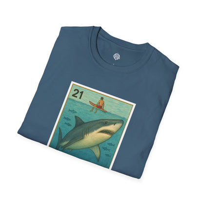 Shark Lotería Unisex - Soft Style U.S. Cotton T-Shirt (El Tiburón)